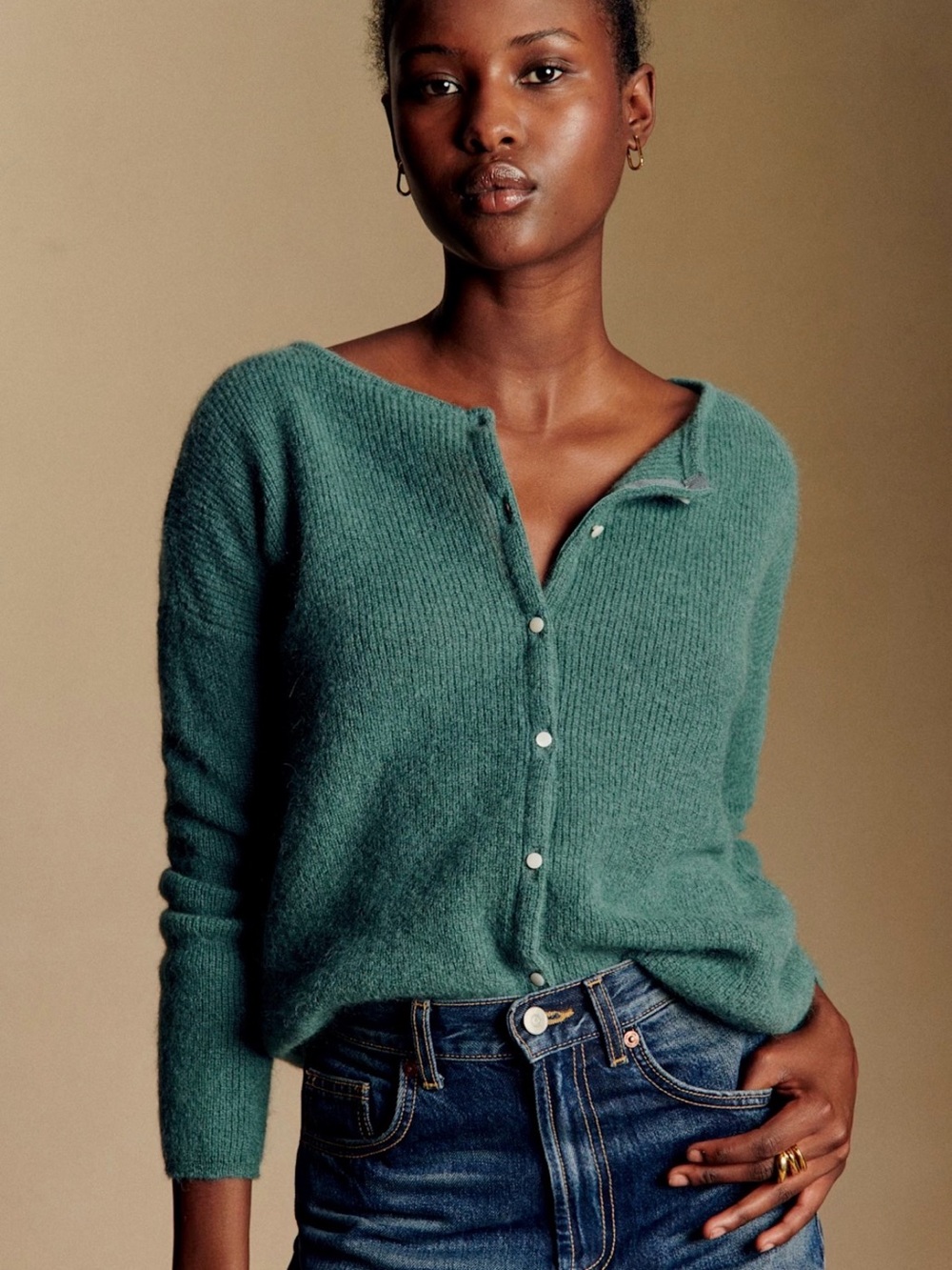 Sezane Gaspard Cardigan in Sage